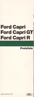 Ford Capri Preisliste 9.1969