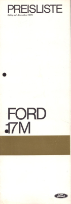 Ford 17 M Preisliste 12.1970