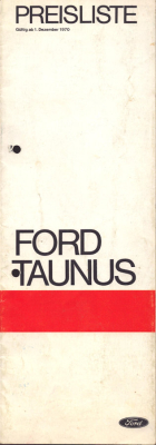 Ford Taunus Preisliste 12.1970