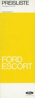 Ford Escort pricelist 8.1972