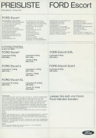 Ford Escort Pricelist 2.1974