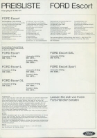 Ford Escort Pricelist 3.1974