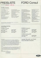 Ford Consul Pricelist 3.1974