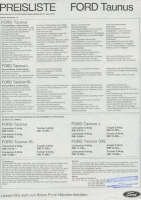 Ford Taunus pricelist 6.1974