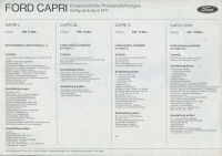 Ford Capri pricelist 4.1977