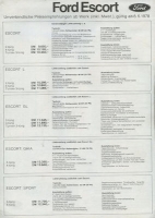 Ford Escort pricelist 5.1978