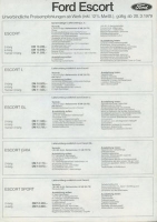 Ford Escort pricelist 3.1979