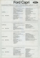 Ford Capri III pricelist 8.1978