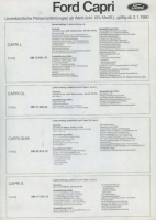 Ford Capri III Preisliste 1.1980