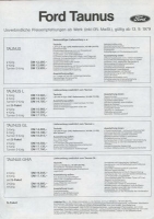 Ford Taunus Preisliste 9.1979