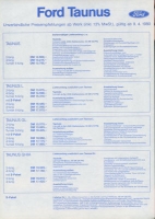 Ford Taunus pricelist 4.1980