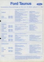 Ford Taunus pricelist 4.1980