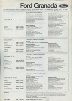 Ford Granada pricelist 1.1980