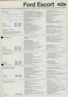 Ford Escort Preisliste 9.1980