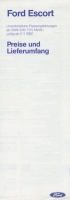 Ford Escort Preisliste 1.1982