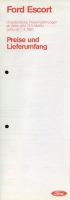Ford Escort Preisliste 4.1982