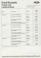 Ford Scorpio pricelist 4.1985