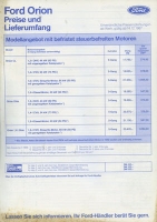 Ford Orion Preisliste 12.1987