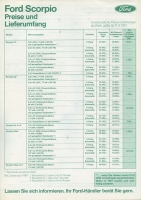 Ford Scorpio Preisliste 9.1987