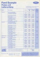 Ford Scorpio Preisliste 12.1987