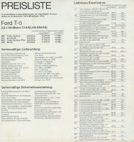 Ford Mustang T 5 / Mercury Monarch Pricelist 11.1974