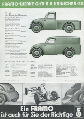 Preview: Framo Typ Berlin 500 ccm Prospekt 1930er Jahre