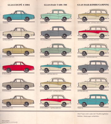Preview: Glas S 1004, T 600/700 und Isar Kombi Farben 1963