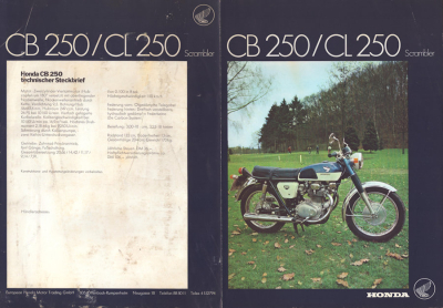 Honda CB 250 / CL 250 Prospekt ca. 1970