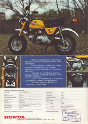 Preview: Honda Monkey Z 50 Prospekt ca. 1974