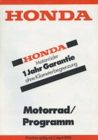 Honda pricelist 1.4.1976