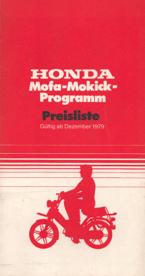 Honda Mofa Mokick Preisliste 12.1979