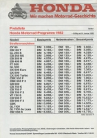 Honda pricelist 1.1.1982