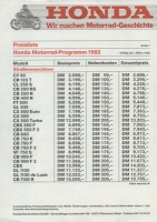 Honda Preisliste 1.3.1982