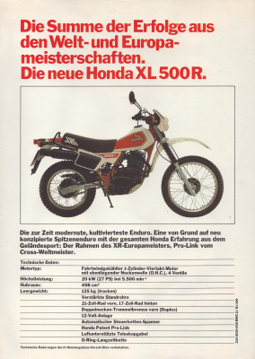 Honda XL 500 R Prospekt 1982