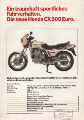Honda CX 500 Euro Prospekt 1982