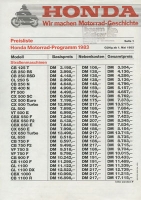 Honda Preisliste 1.5.1983