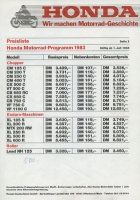 Honda Preisliste 1.7.1983