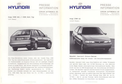 Hyundai Schweizer Presse Informationen 1992