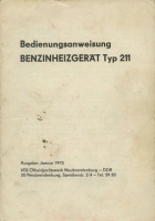 Benzinheizgerät Typ 211 Bedienungsanleitung 1975