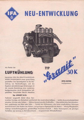 IFA Phänomen Motor Granit 30 K Prospekt 1950er Jahre
