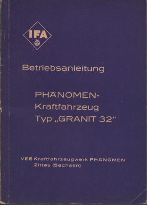 IFA Phänomen Granit 32 Bedienungsanleitung 8.1953
