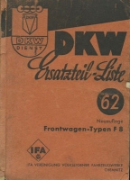 IFA F 8 Ersatzteilliste Nr. 62 ca. 1949