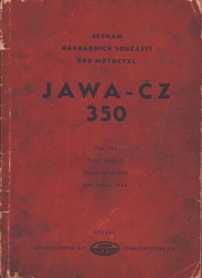 Jawa 350 ccm Ersatzteilliste 1954 cz