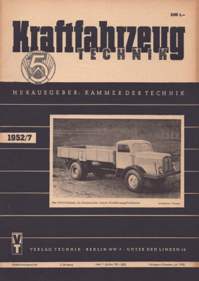 Kraftfahrzeugtechnik KFT 1952 Heft 7