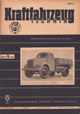 Kraftfahrzeugtechnik KFT 1953 Heft 8