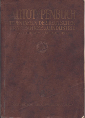 Autotypenbücher 1937 Typentafeln des Reichverbandes der Automobilindustrie