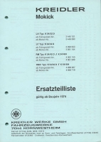 Kreidler Florett Mokick Partlist 3.1976