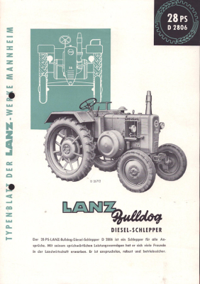 Lanz Bulldog D 2806 28 PS Prospekt ca. 1952