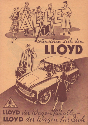 Lloyd LP LK LC LS 300 Prospekt ca. 1950