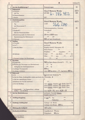Preview: Lloyd LP 600 Original Fahrzeugbrief 1957